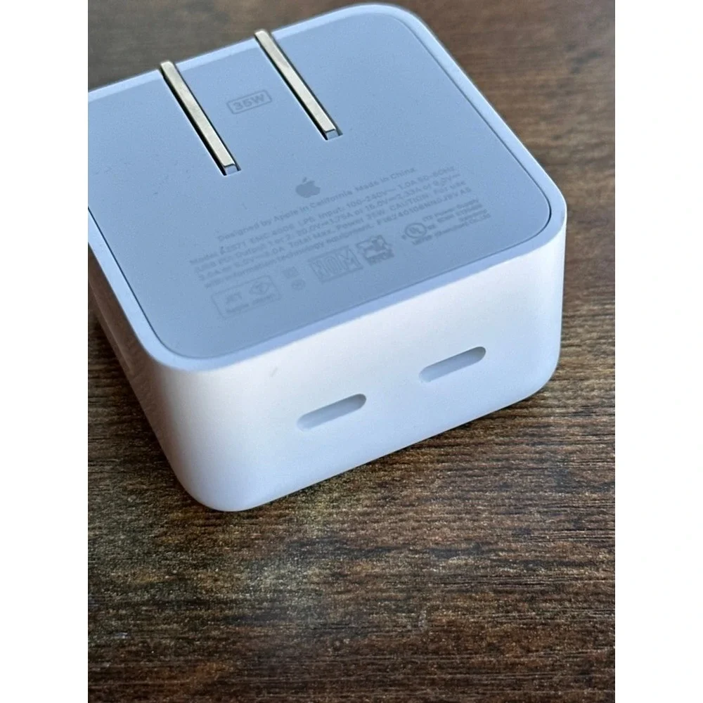 Apple 35W Dual USB-C Port Compact Power Adapter Wall Charger A2571 White